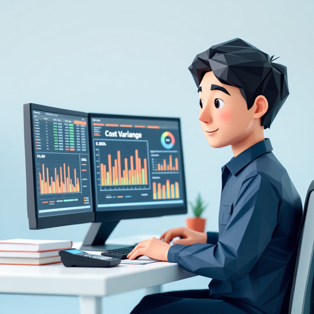 工場経理・原価管理のキャラクターイラスト