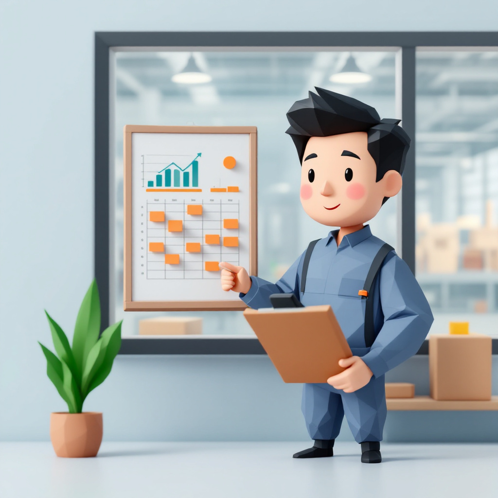 生産管理のキャラクターイラスト